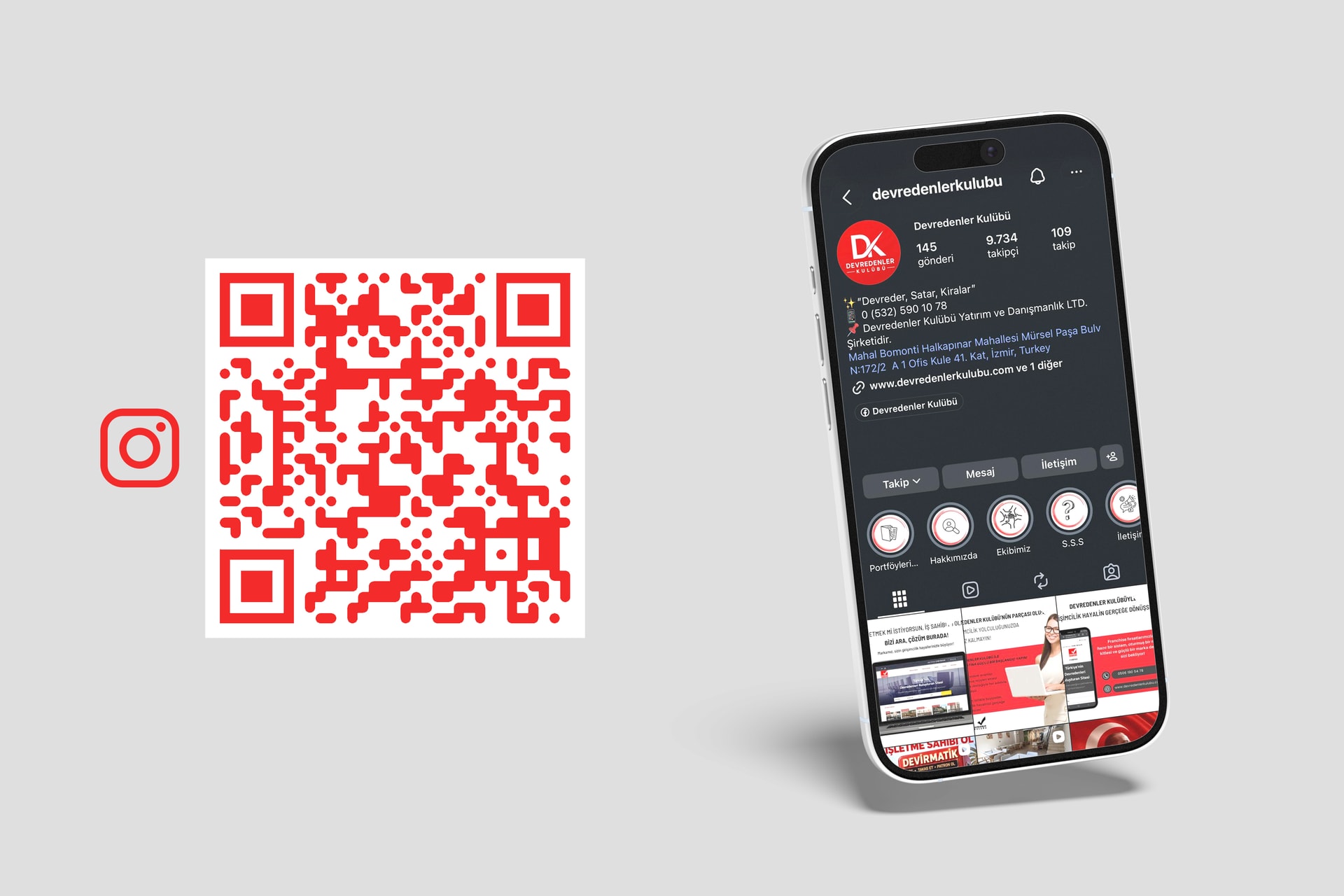 Devredenler Kulübü Instagram hesabının telefonda görünümü